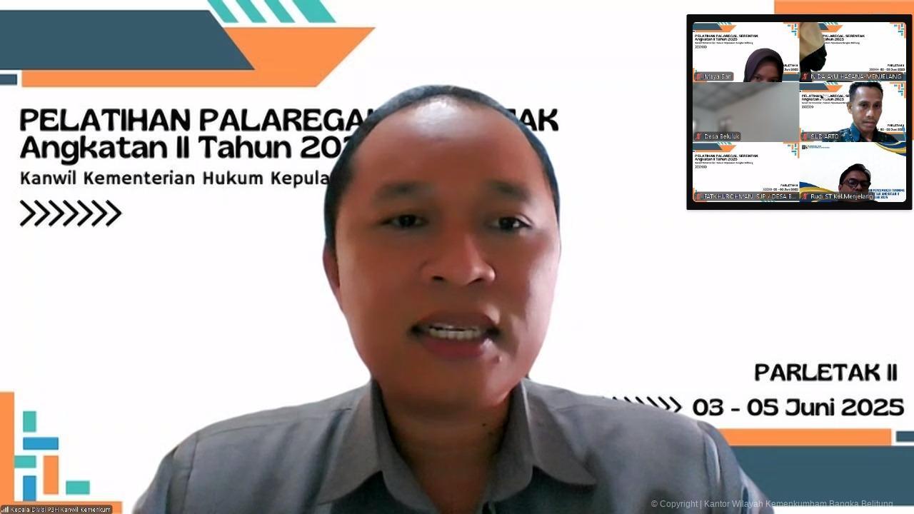 Kanwil Kemenkum Babel Kembali Laksanakan Pelatihan Paralegal Angkatan II, 115 Peserta Ikuti Secara Virtual Hari Ke-1